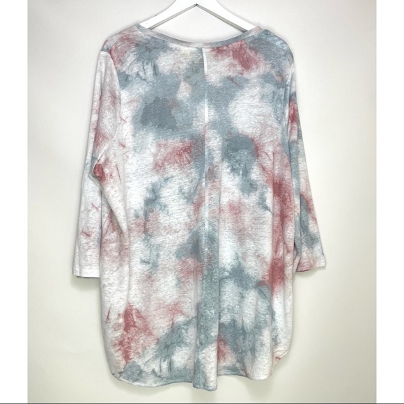 NWT Cynthia Rowley 100% Linen Scoop Neck Tie Dye Top Shirt Size 2X - Picture 5 of 6